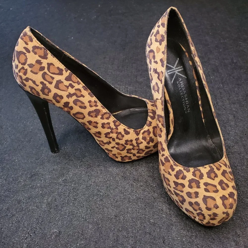 29) Kim Kardashian Leopard Stiletto Platforms 🔥 Sz. 6